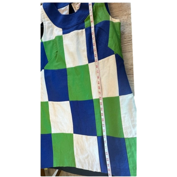 Vineyard Vines Color Block Green Blue White Sleeveless Dress Size 8 - Picture 12 of 13